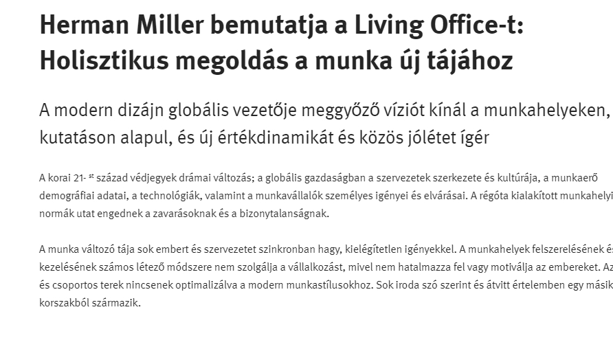 Herman Miller – Living Office Herman,Miller,–,Living,Office,holisztikus, megoldás, munka, új, tájához, EuropaDesign, press, editorial, szakcikk,hermanmiller.com